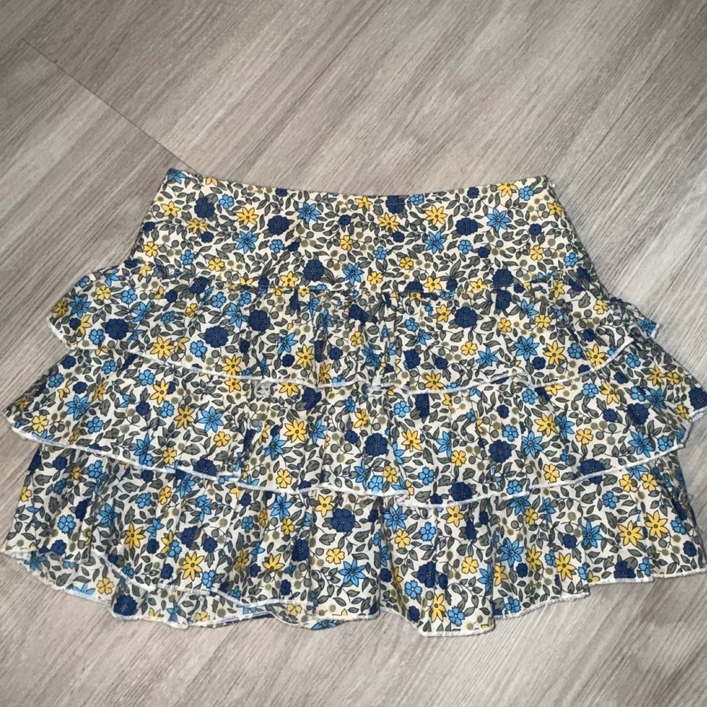 Limited Too Floral Tiered Ruffle Skort Blue Yellow Flower Cotton Girls Size 10
